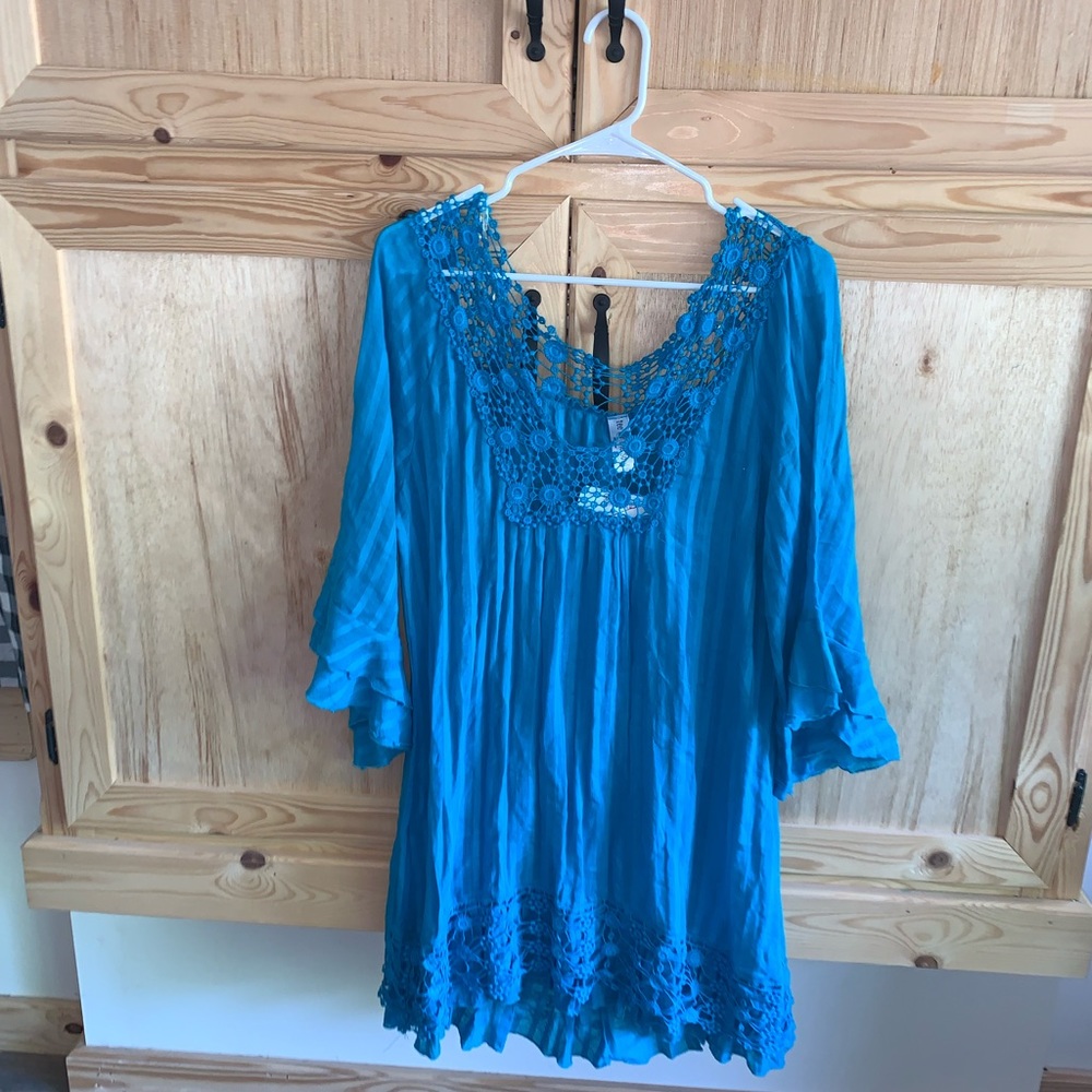 Tee for the soul NWT Crochet front boho tunic dress size M